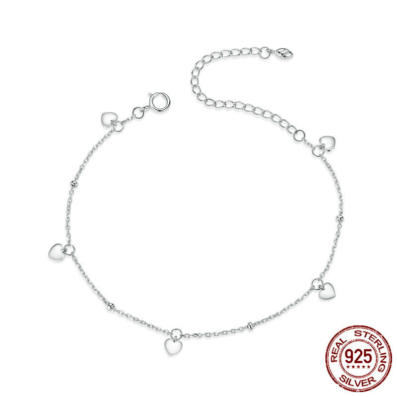 simple heart plated silver bracelet, view 5 - MRSLM