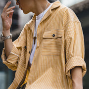 striped Cuban collar shirt, view 7 - MRSLM