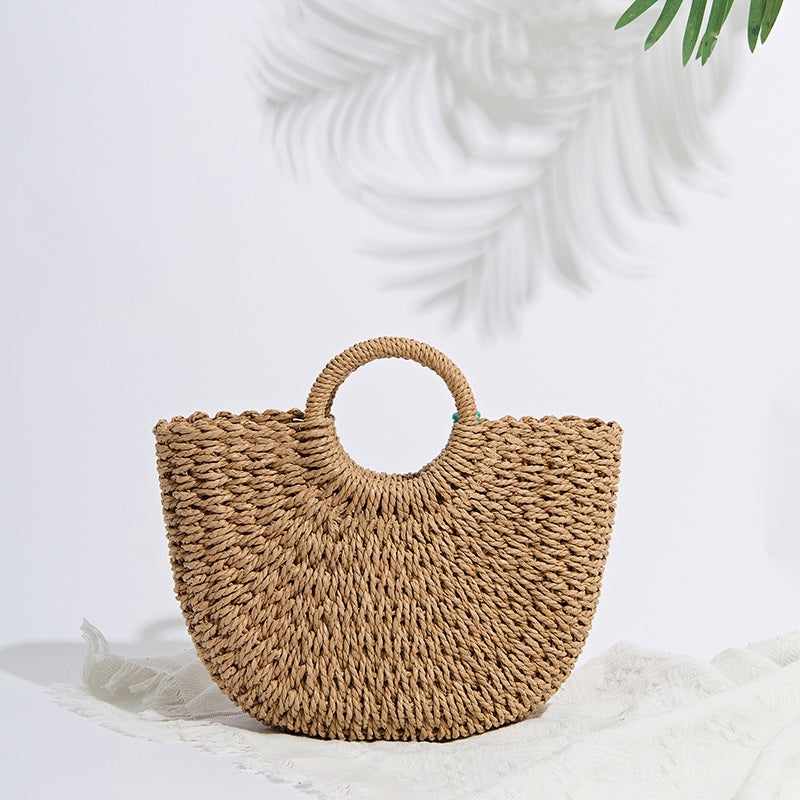 handwoven rattan beach handbag, view 7 - MRSLM