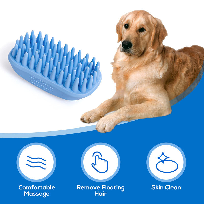 soft silicone pet bath and grooming brush, view 3 - MRSLM