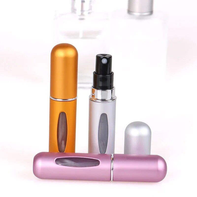 Atomizador de perfume portátil, compacto e elegante - Mini frasco de alumínio com spray, ideal para viagens.