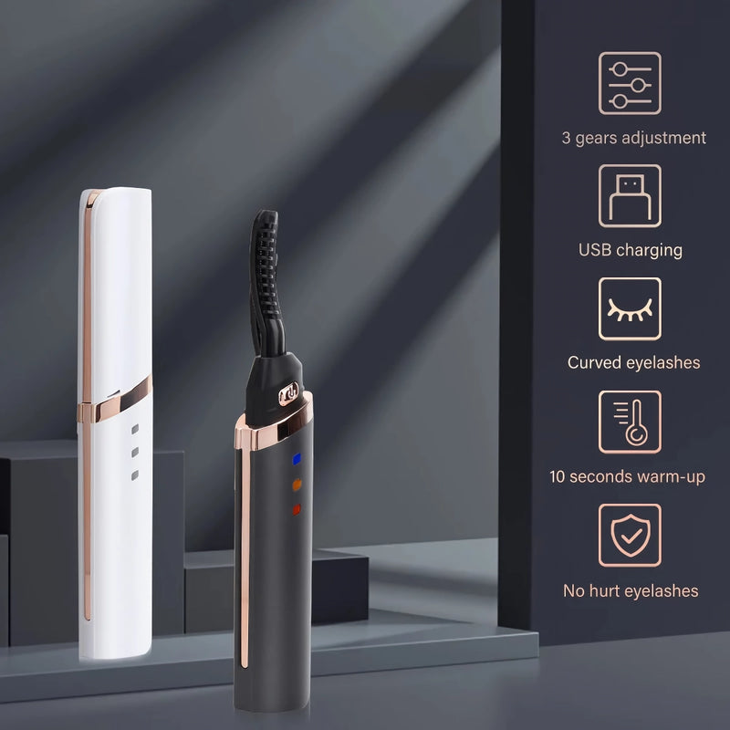 Schnell aufheizende, wiederaufladbare Wimpernzange mit USB-Anschluss für langanhaltende, natürlich aussehende Wimpern.