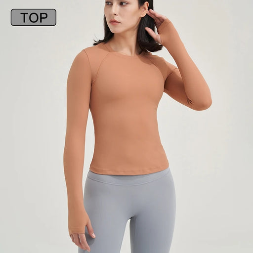 Women's long sleeve yoga top, view 2 - MRSLM