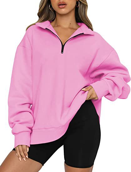 women's half-zip turndown collar sweatshirt, view 4 - MRSLM