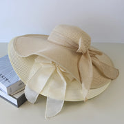Wide brim straw hat with bowknot, view 6 - MRSLM