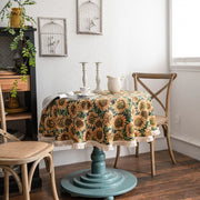 jacquard sunflower round tablecloth, view 5 - MRSLM