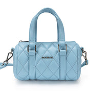 blue leather cylinder shoulder bag, view 2 - MRSLM