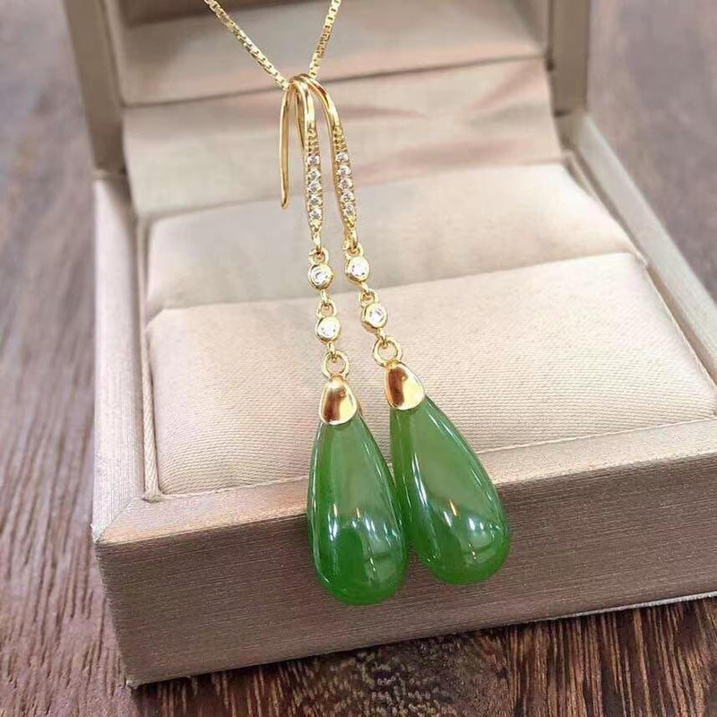 green chalcedony copper earrings, view 3 - MRSLM