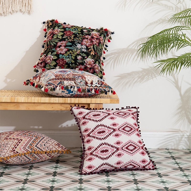 moroccan boho tassel cushion covers, view 10 - MRSLM