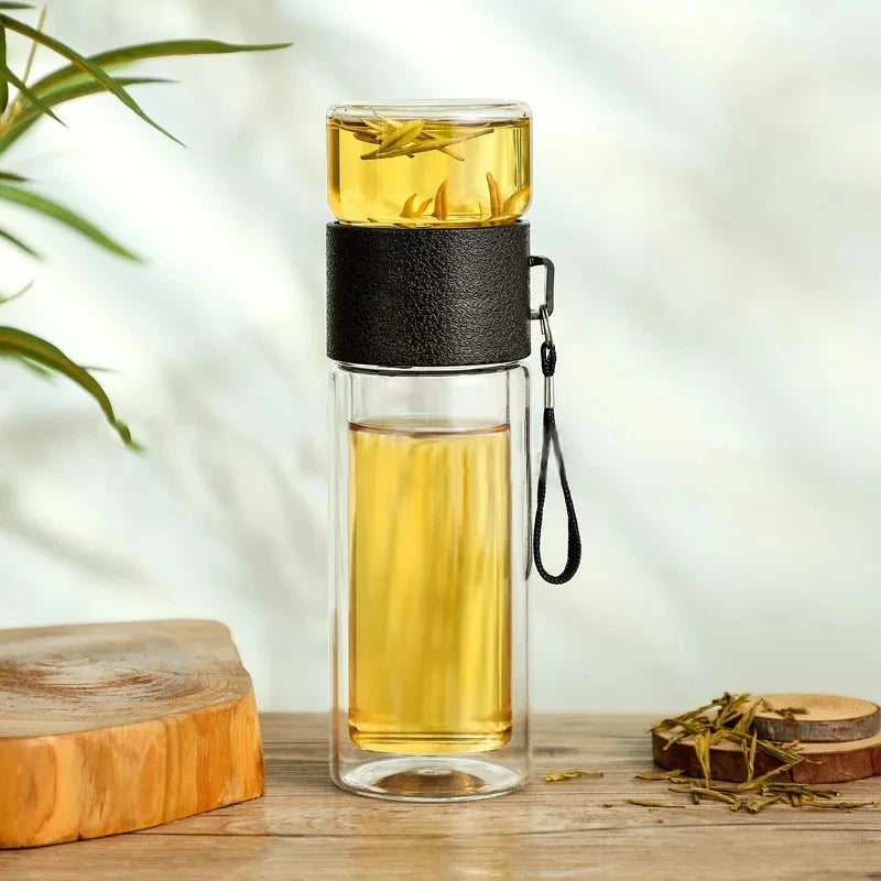 400 ml doppelwandige Glas-Tee-Ei-Flasche