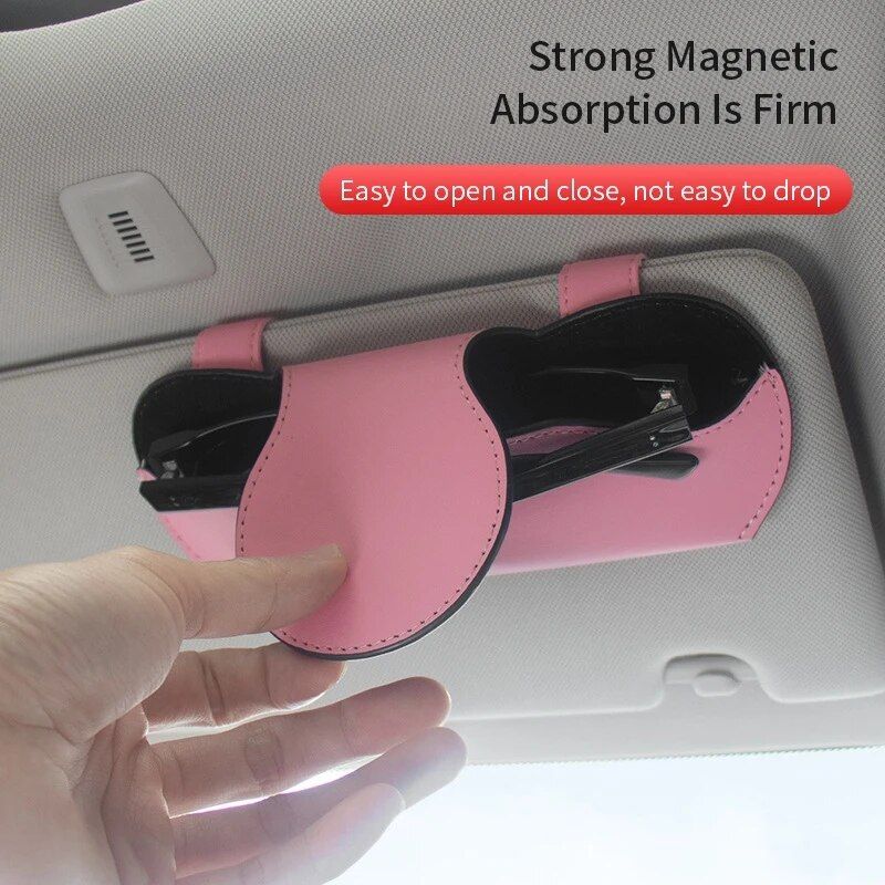PU leather car visor sunglasses case, view 11 - MRSLM