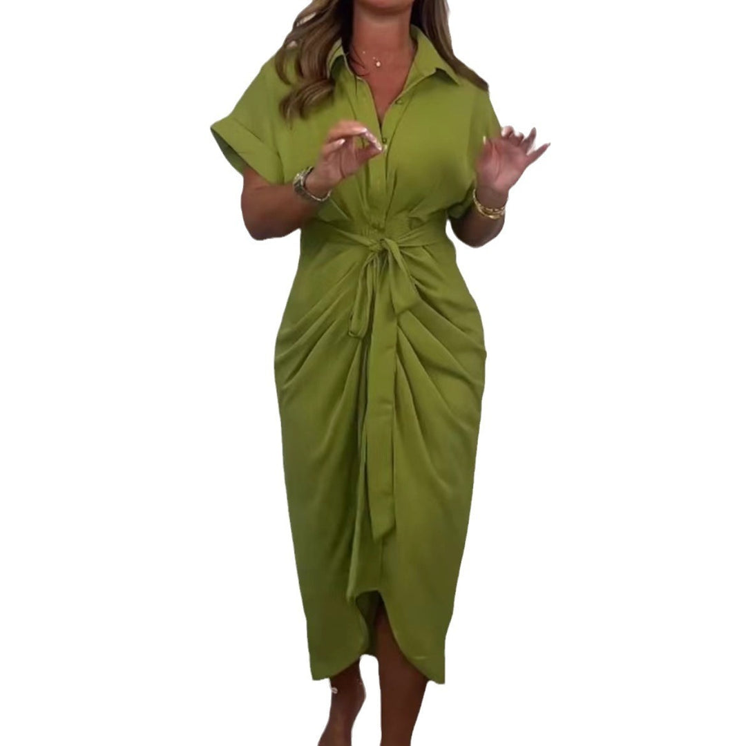 Einteiliges Kleid in Unifarbe mit kurzen Ärmeln für Damen