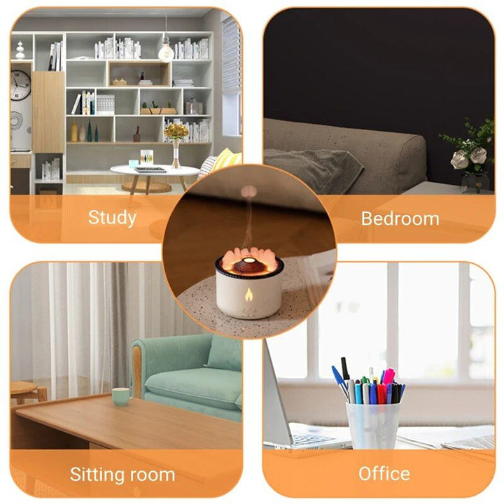 Volcano Eruption Aroma Diffuser & Air Humidifier with Flame Lamp Effect - Essential Oil Fragrance Machine for Home and Office