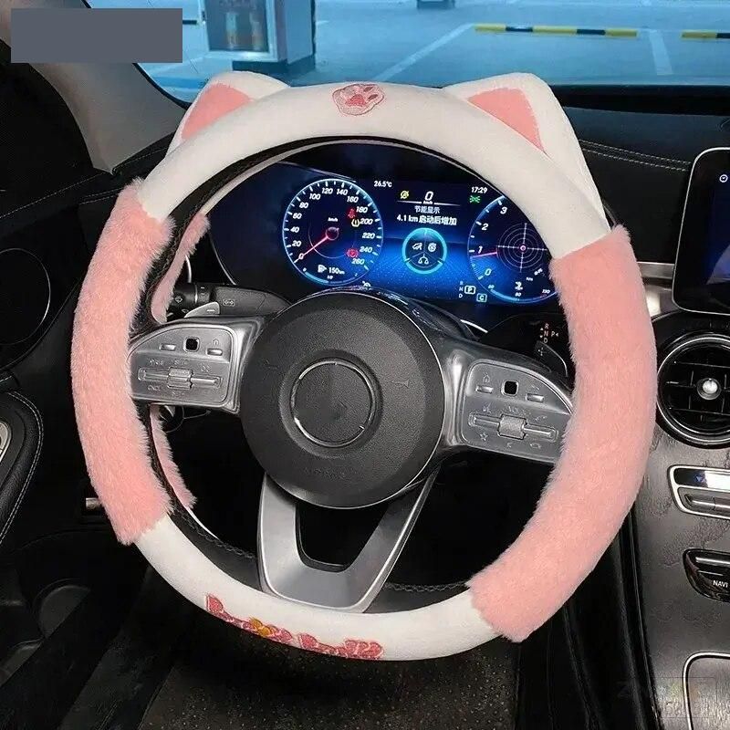 Colorful Plush Winter Steering Wheel Cover