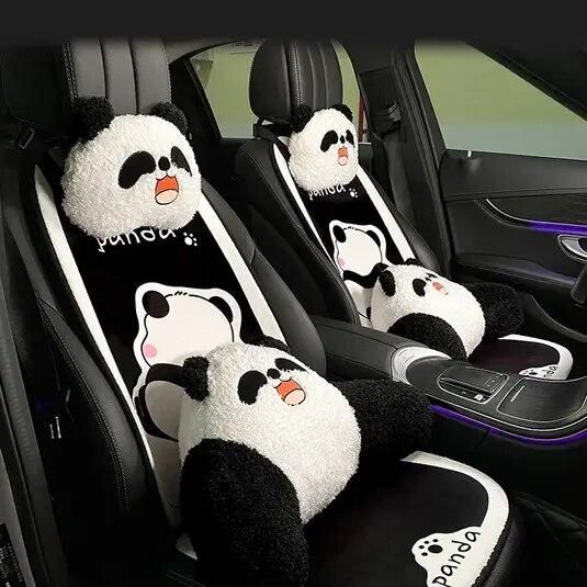 Warm Panda Plush Car Seat Cushion - Universal Fit for Autumn & Winter