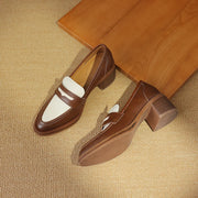 women's leather square heel pumps, view 11 - MRSLM