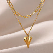 double layered heart chain necklace, view 2 - MRSLM
