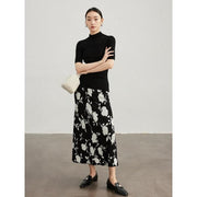 floral jacquard woolen knit skirt, view 4 - MRSLM