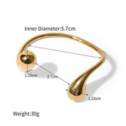 18k gold plated water drop open cuff bracelet, view 2 - MRSLM