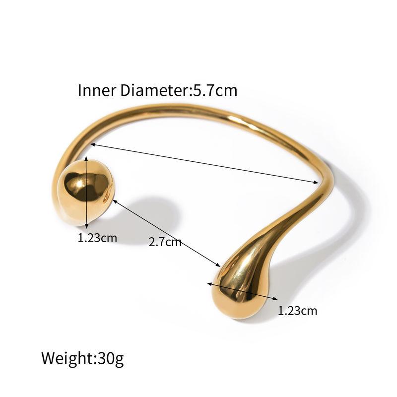 18k gold plated water drop open cuff bracelet, view 2 - MRSLM