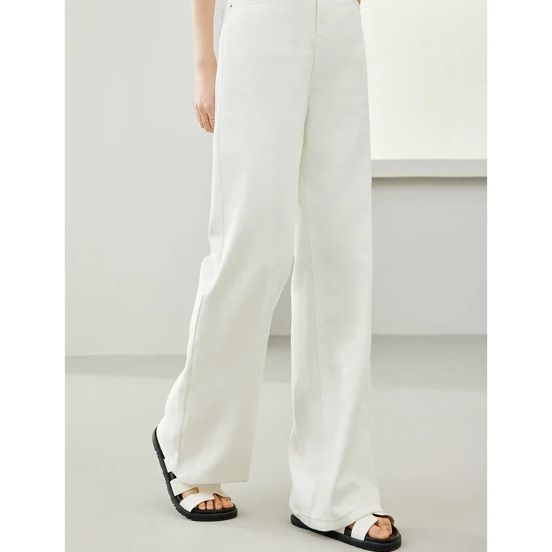 high waist white wide leg jeans, view 5 - MRSLM