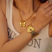 gold butterfly bracelet, view 7 - MRSLM