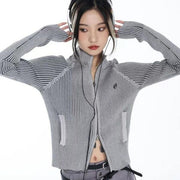 embroidered y2k zipper cardigan, view 4 - MRSLM