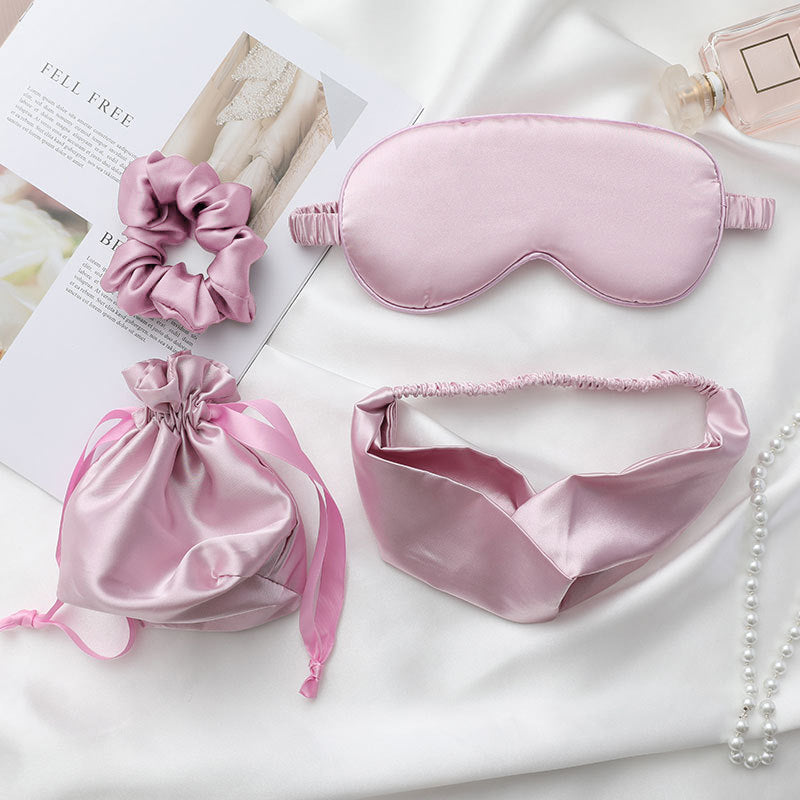 Conjunto de máscara de seda para os olhos e corda de cabelo
