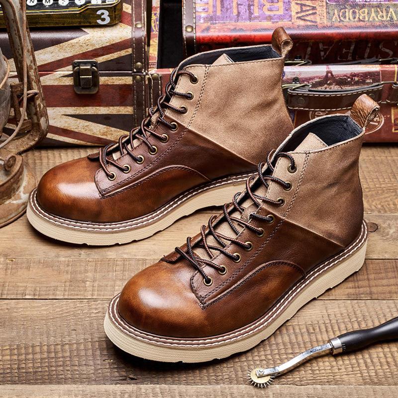 Vintage-Motorradstiefeletten aus Leder für Herren