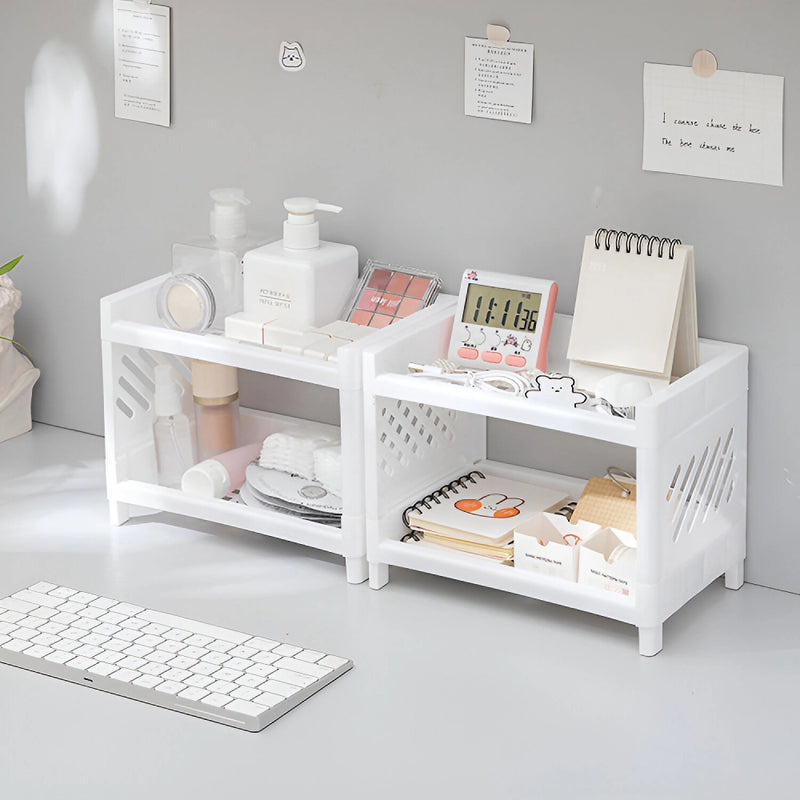 PP desktop double layer storage rack, view 3 - MRSLM