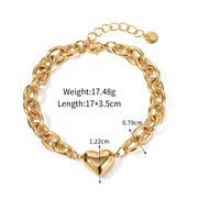 vintage heart pendant chain bracelet, view 9 - MRSLM