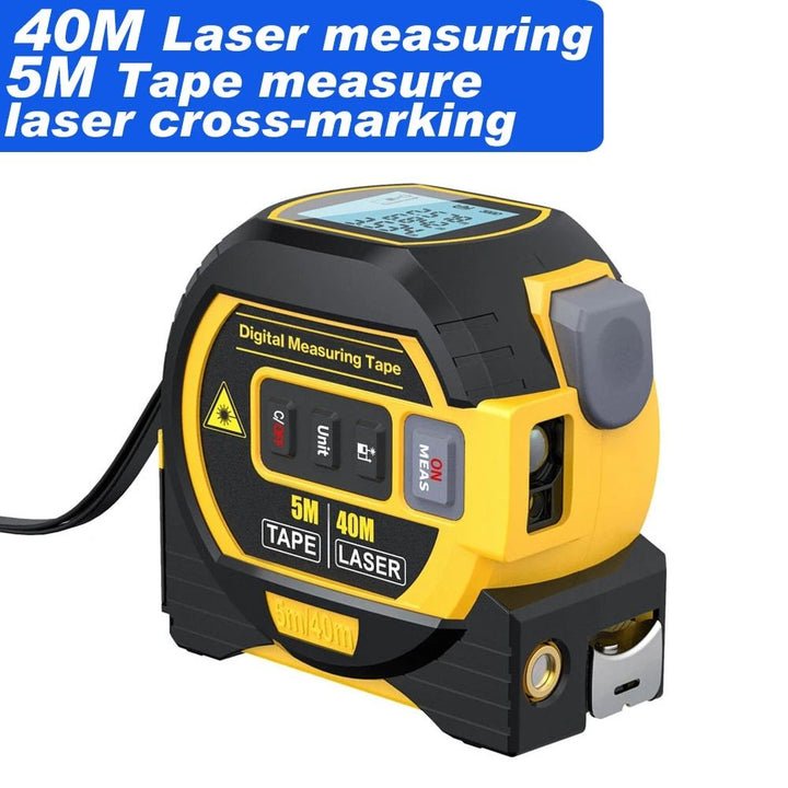 Multi-Function Laser Distance Meter with 5m Tape Measure and Cross-Marking