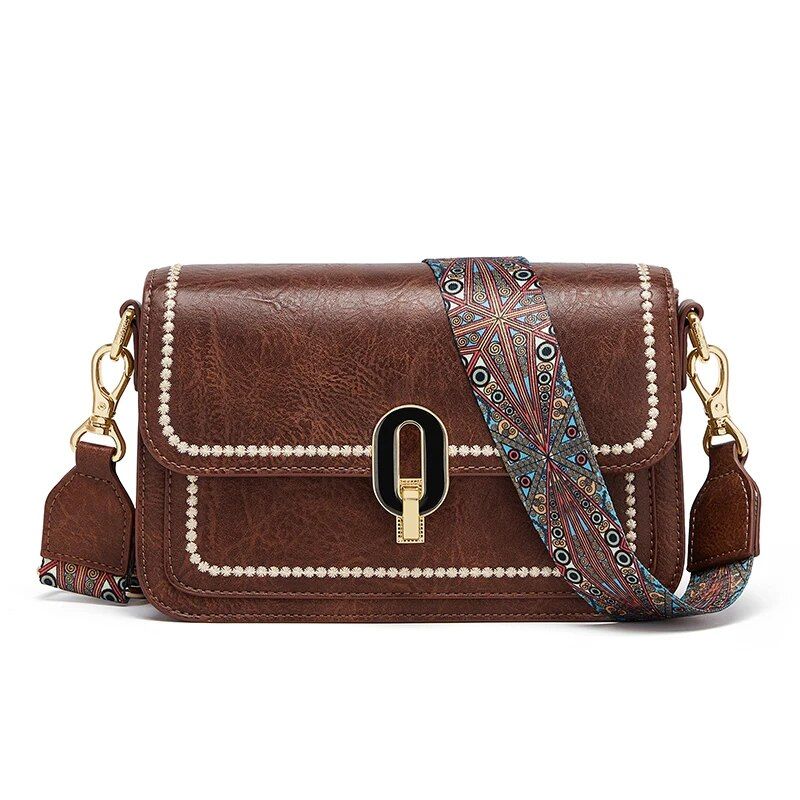 vintage textured square shoulder bag, view 3 - MRSLM