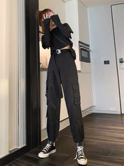 straight high waist drawstring pants, view 3 - MRSLM
