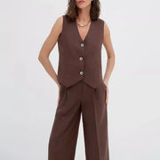 Cotton-linen vest and pants set, view 2 - MRSLM