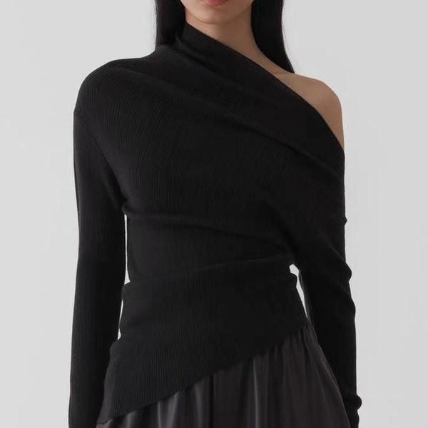 women's slash neck knitted pullover - MRSLM