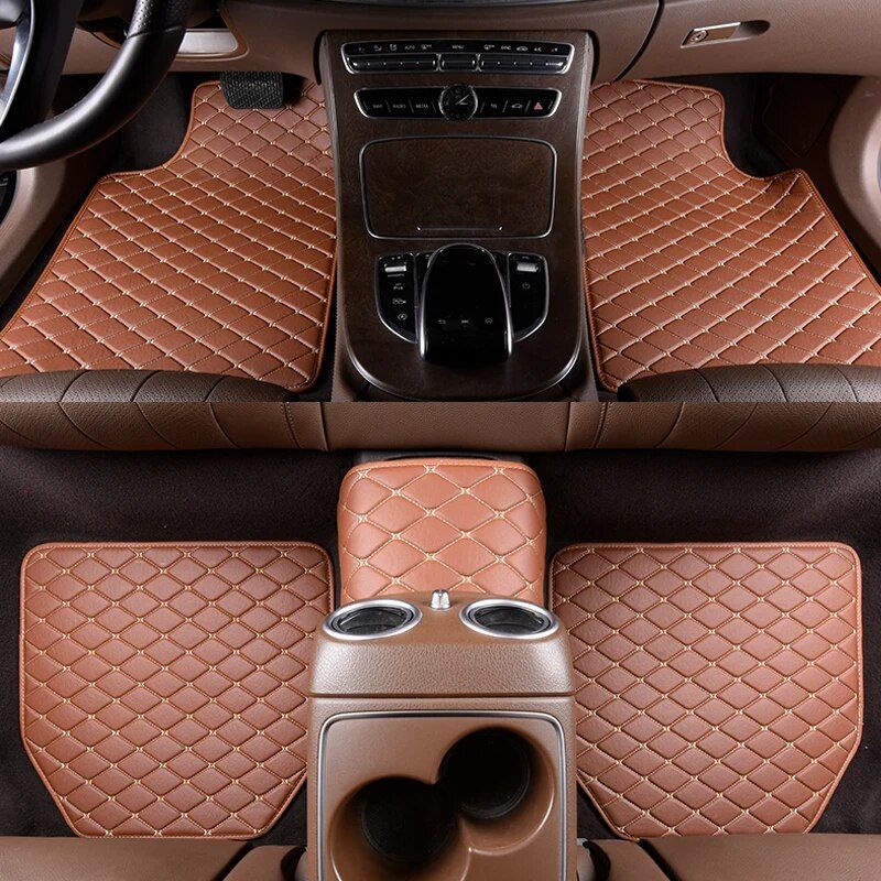 Universal Luxe Leather Car Floor Mats - Waterproof & Scratch-Resistant 5Pc Set