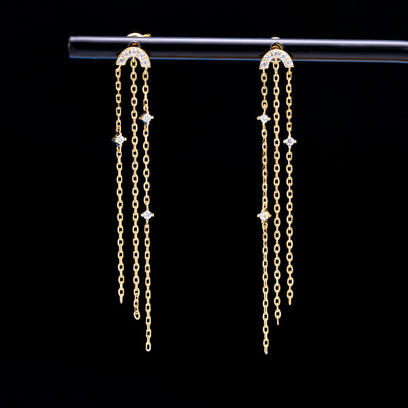 925 silver rainbow star moon fringe earrings, view 5 - MRSLM