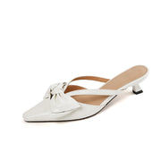 elegant leather mules with bowknot, view 2 - MRSLM