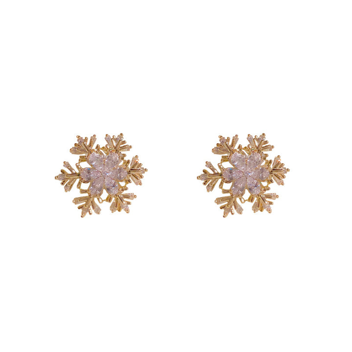 Microencrusted Zircon Snowflake Rotatable Ear Studs