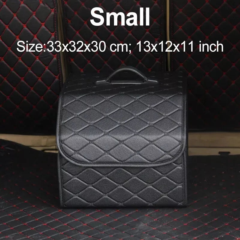 Collapsible Faux Leather Car Trunk Organizer
