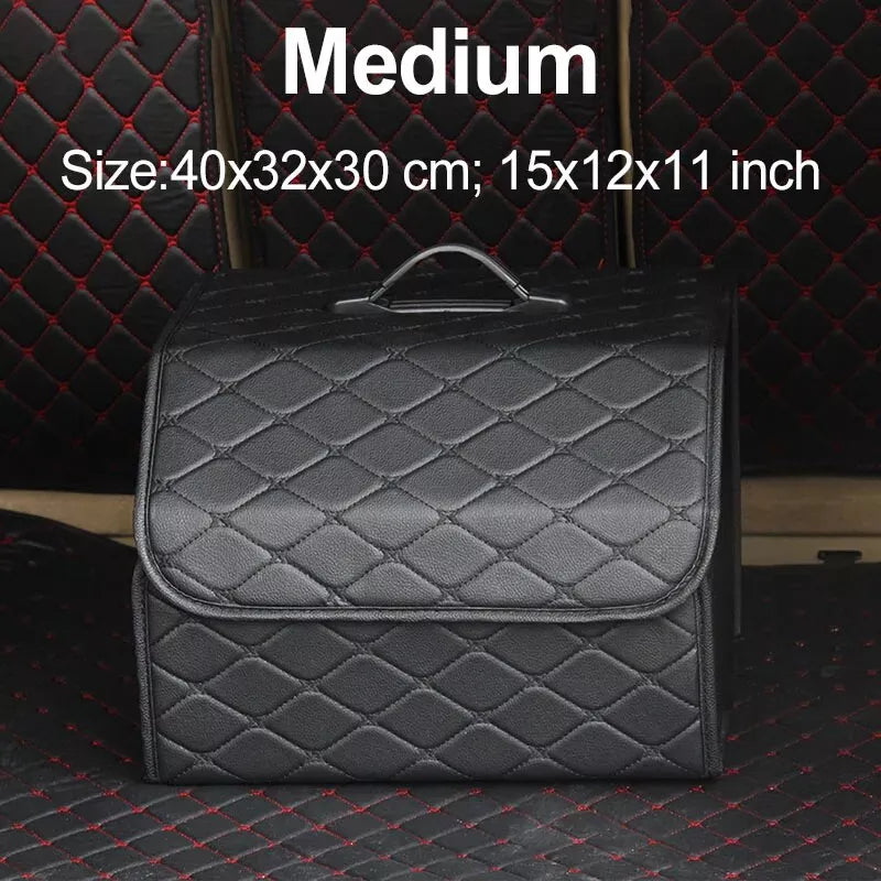 Collapsible faux leather car trunk organizer, view 5 - MRSLM