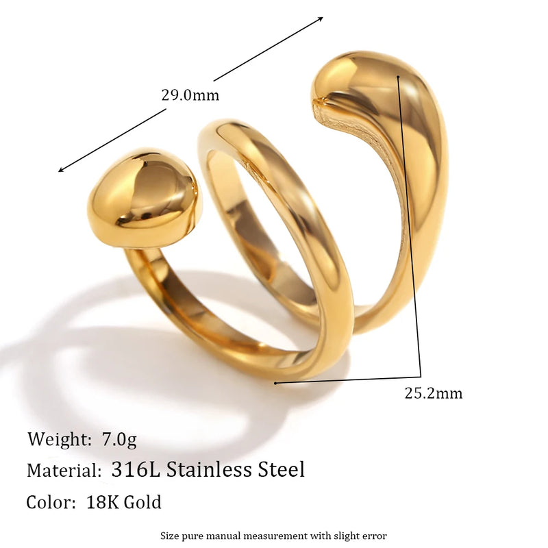 Doppellagiger Spiralring in Schlangenform, 18 Karat vergoldet
