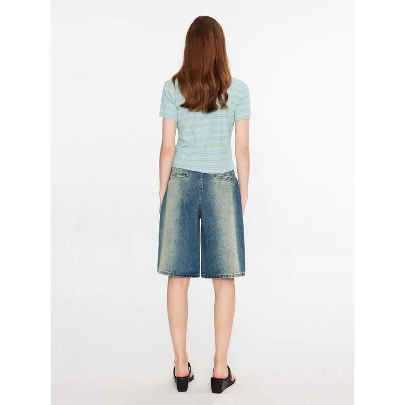 y2k gradient high waist baggy denim shorts, view 6 - MRSLM