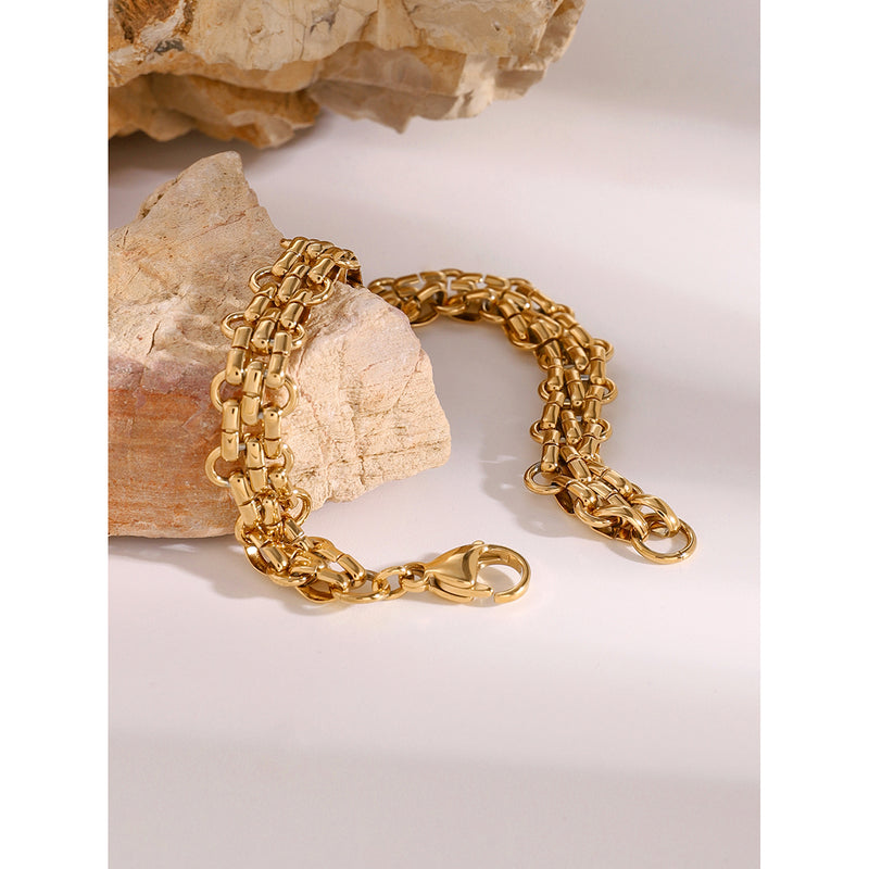 18k gold plated braided bracelet with ring clasp, view 4 - MRSLM