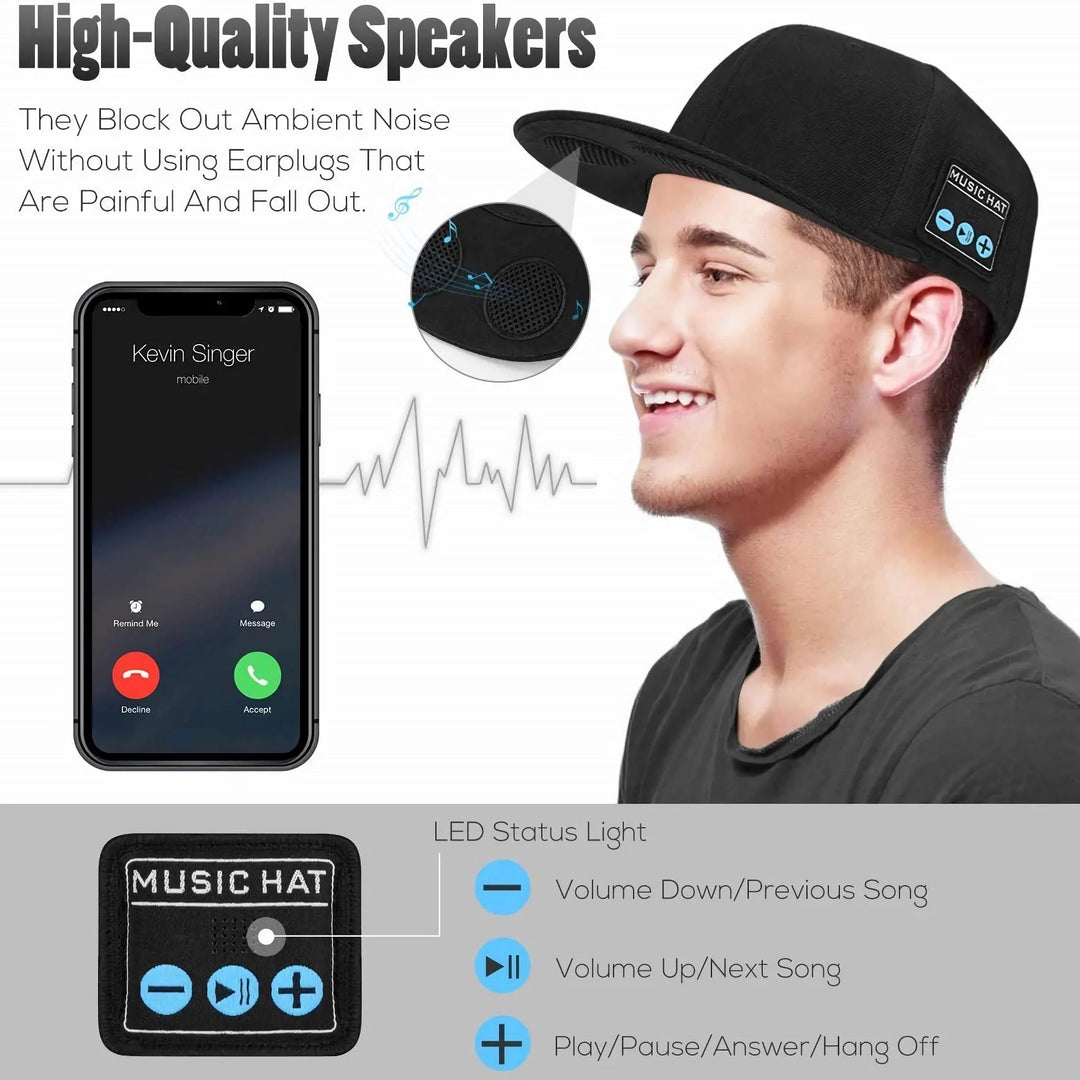 Bluetooth Speaker Hat with Built-In Microphone