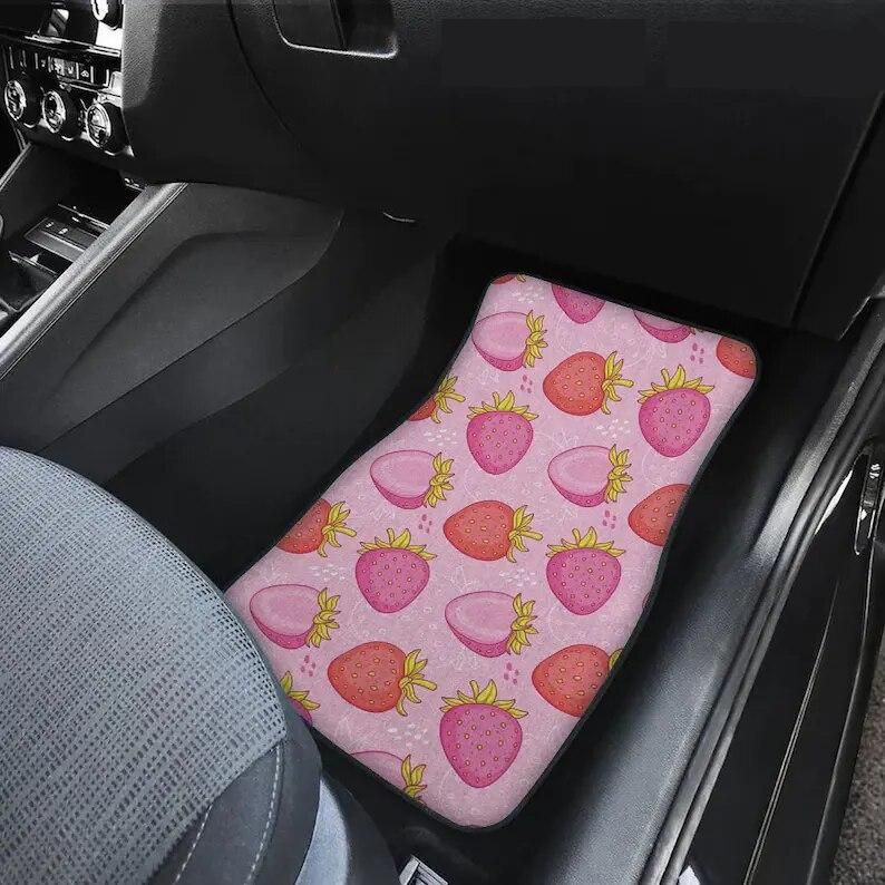 Cute Strawberry Print Car Floor Mat