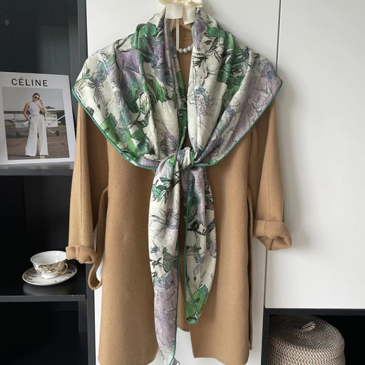 silk cashmere square scarf with print - MRSLM