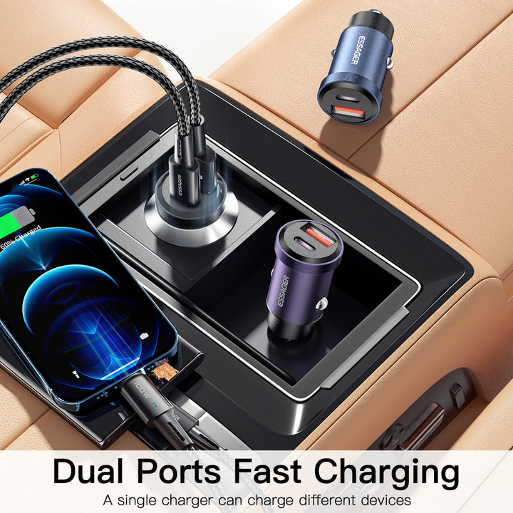 30W/45W USB Car Charger Quick Charge 4.0 with USB-A & USB-C Ports