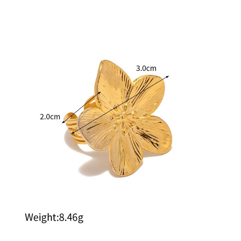 18K gold-plated open floral statement ring, view 7 - MRSLM